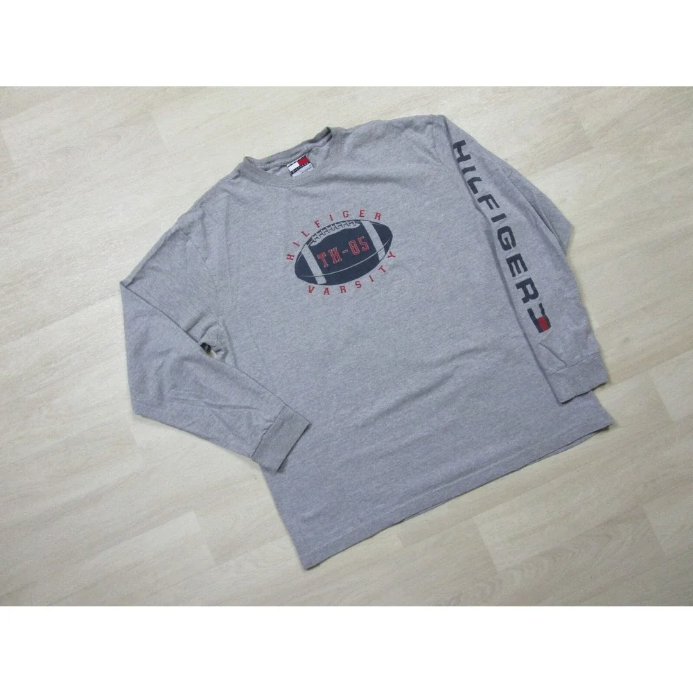 Vintage‎ Long Sleeve Tommy Hilfiger Football Shirt (M) TH-85 Y2K Varsity Graphic